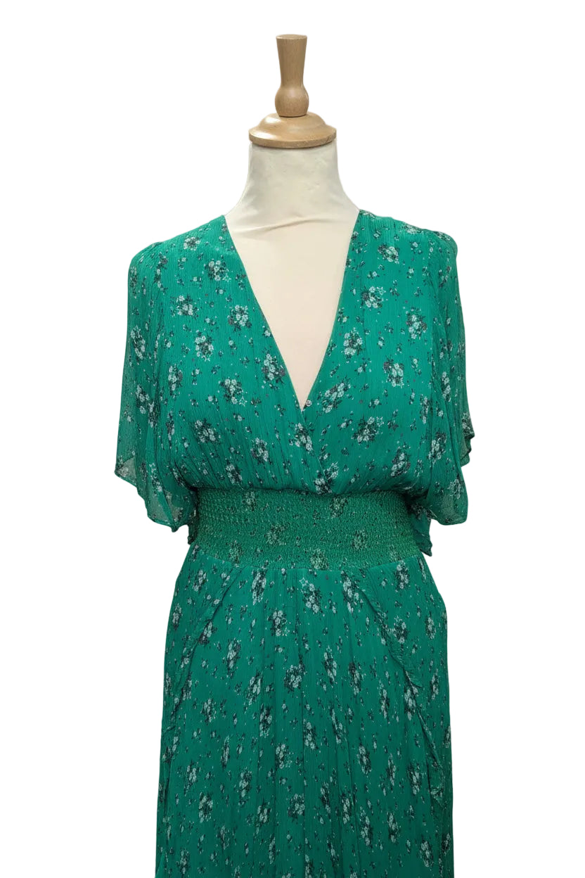 Robe verte fleurie "Bérénice"