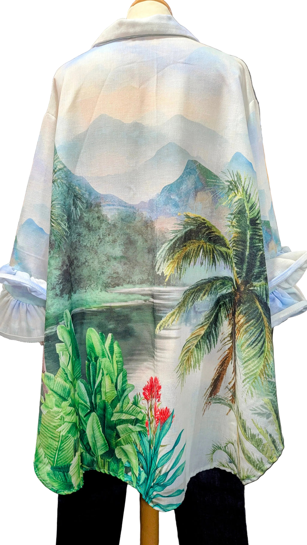 Chemise longue imprimée tropical