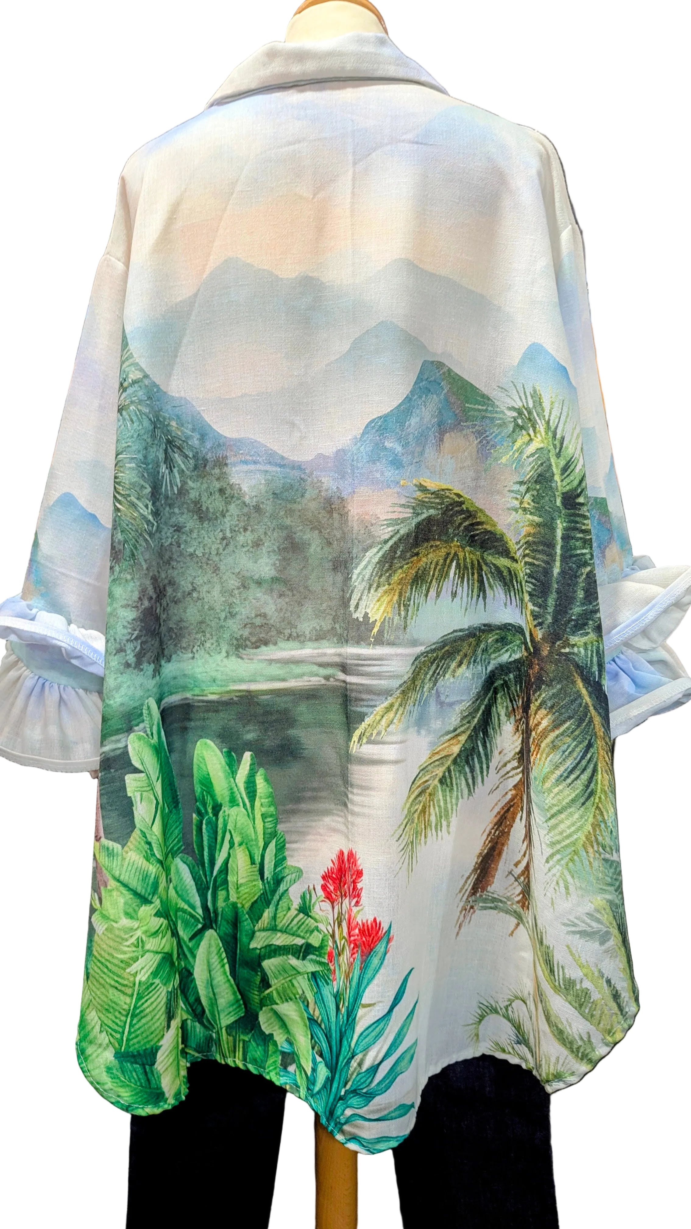 Chemise longue imprimée tropical